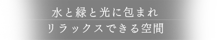 水と緑と光に包まれリラックスできる空間